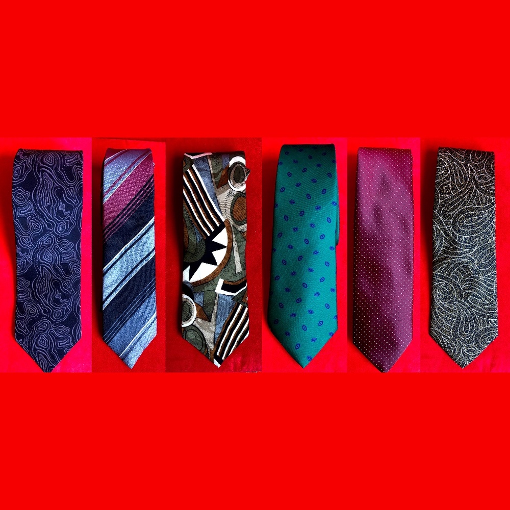 6 Vintage MEN'S DESIGNER TIES: Geoffrey Beene-Mr O-Paul Rodon-Bullocks-Brittania